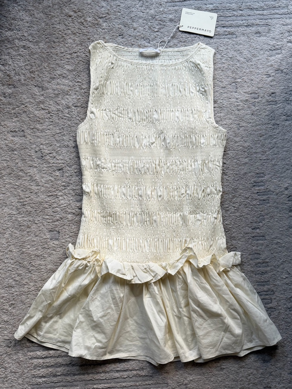 Peppermayo Garden Kisses Shirred Mini Dress - Ivory (NWT) - Picture 5 of 10